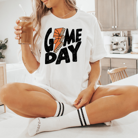 GAME DAY LIGHTNING BOLT BASKETBALL GRAPHIC TEE