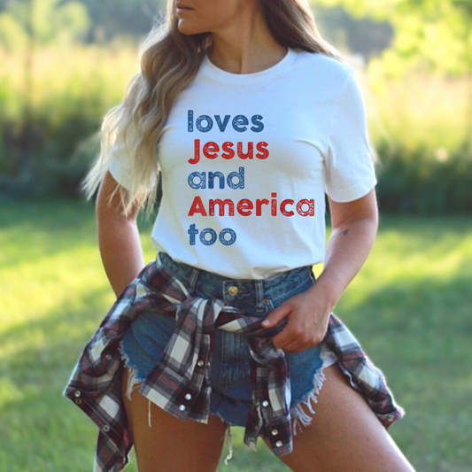 JESUS AND AMERICA GRAPHIC TEE