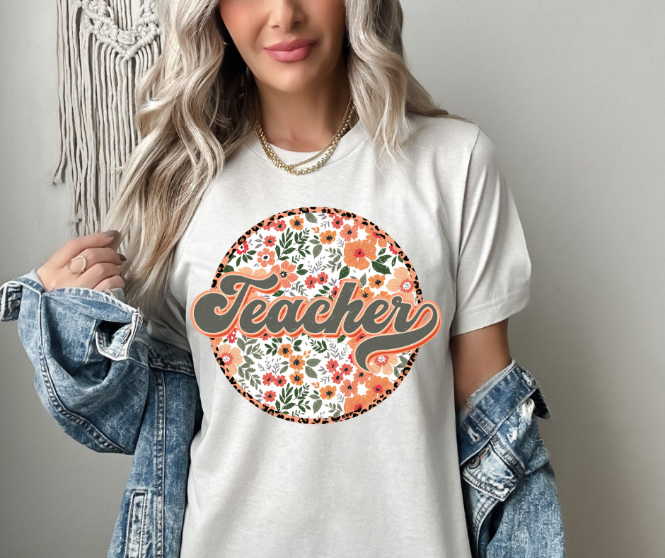 TEACHER FLORAL GRAPHIC TEE