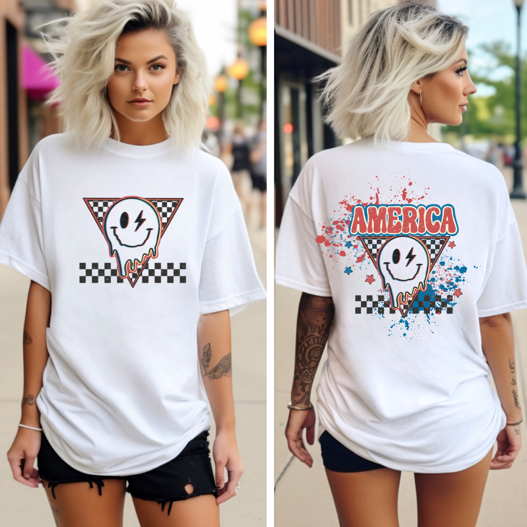 AMERICA SMILEY GRAPHIC TEE