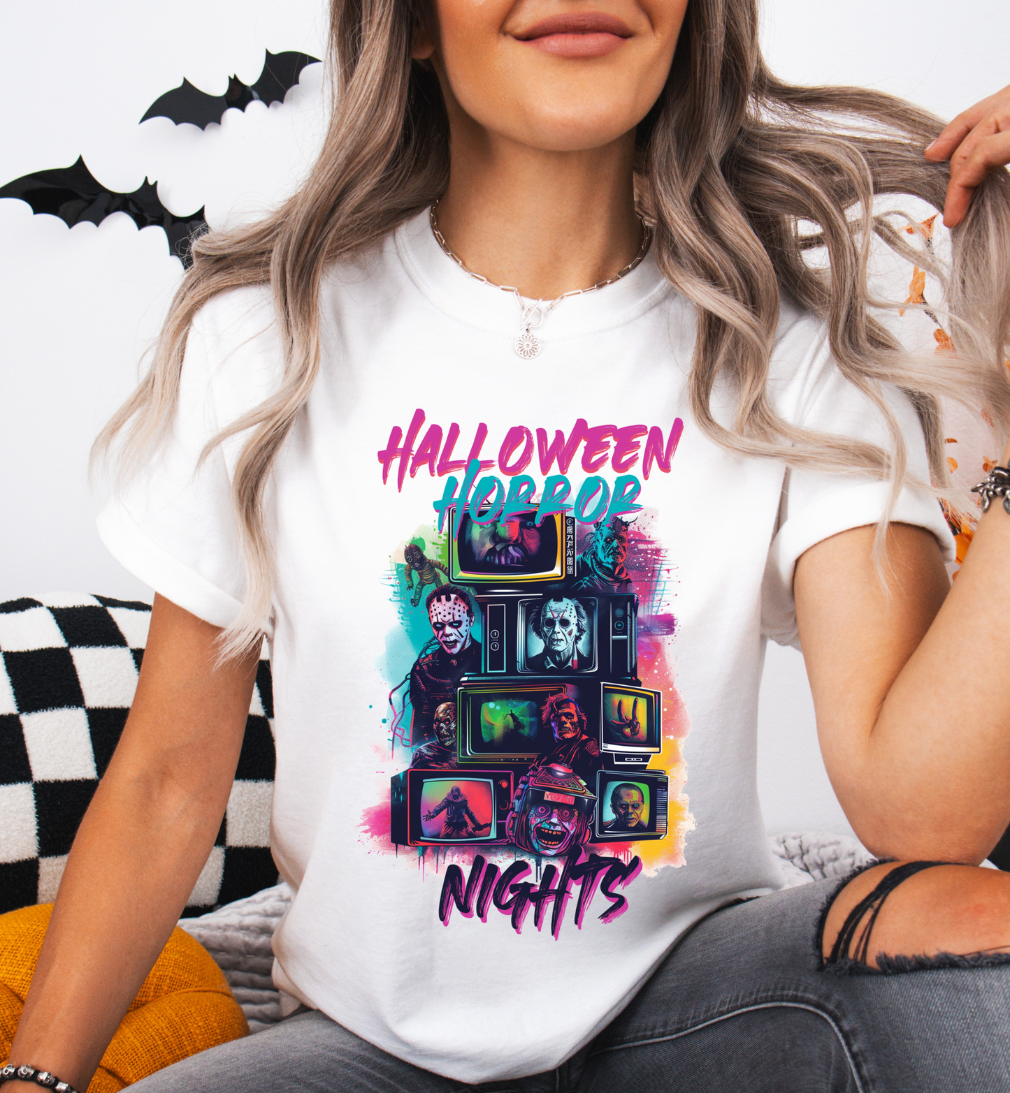 HALLOWEEN HORROR NIGHTS NEON GRAPHIC TEE