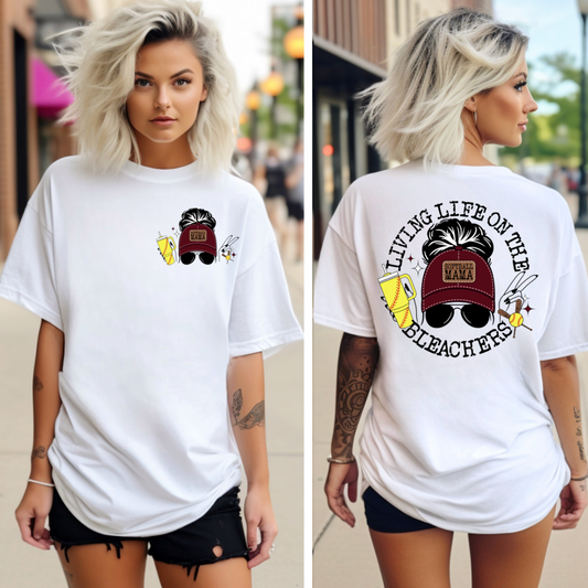 LIVING LIFE ON THE BLEACHERS SOFTBALL GRAPHIC TEE