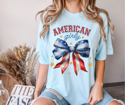 AMERICAN GIRLY BOW GRAOHIC TEE