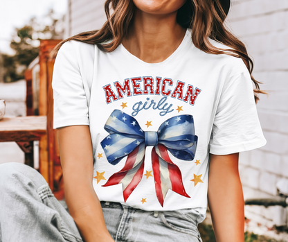 AMERICAN GIRLY BOW GRAOHIC TEE