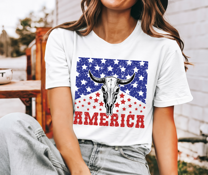 AMERICA SKULL FRONT GRAPHIC TEE