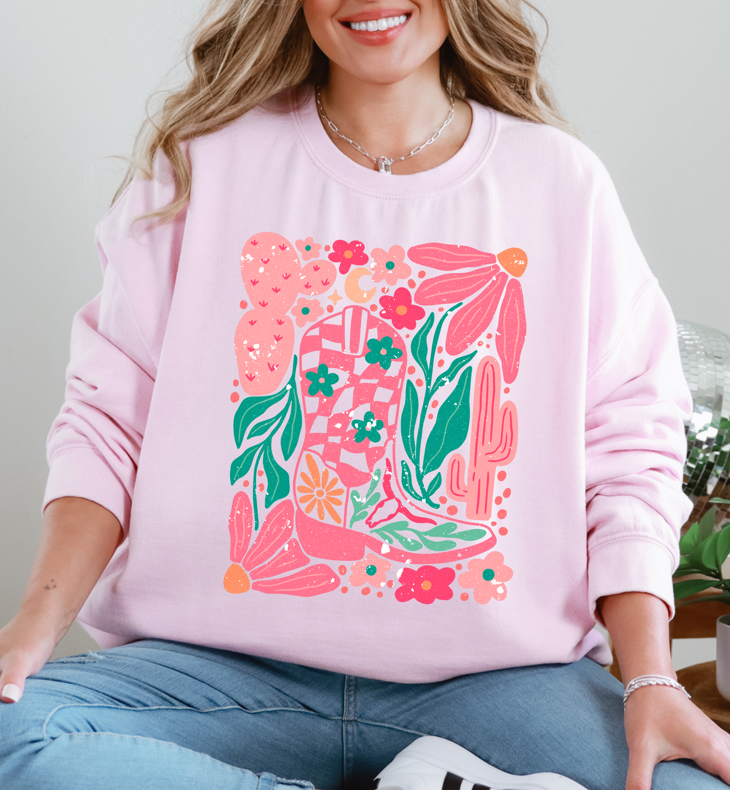 BOOT FLORAL SWEATSHIRT