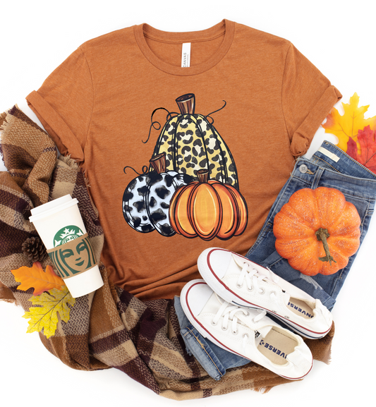 CHEETAH COW PRINT PUMPKIN GRAPHIC TEE