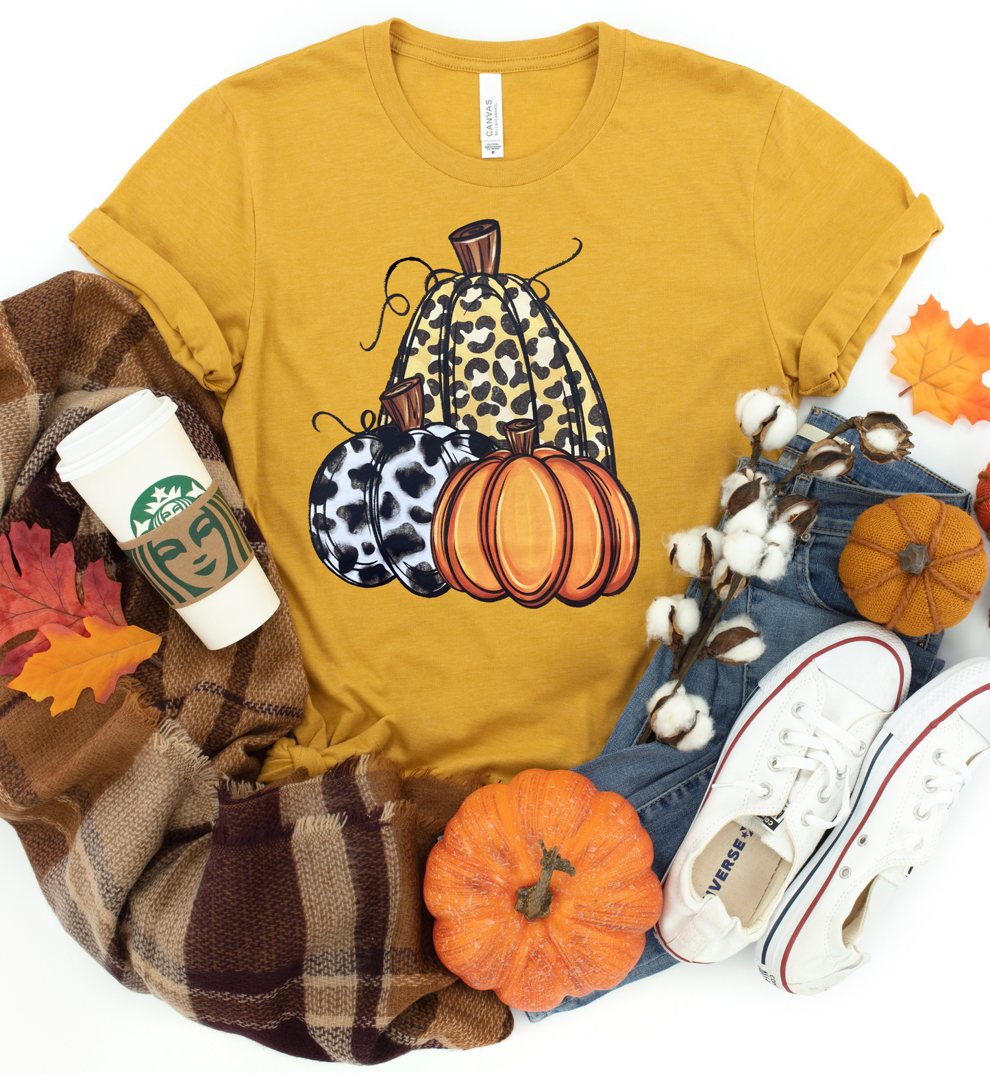 CHEETAH COW PRINT PUMPKIN GRAPHIC TEE