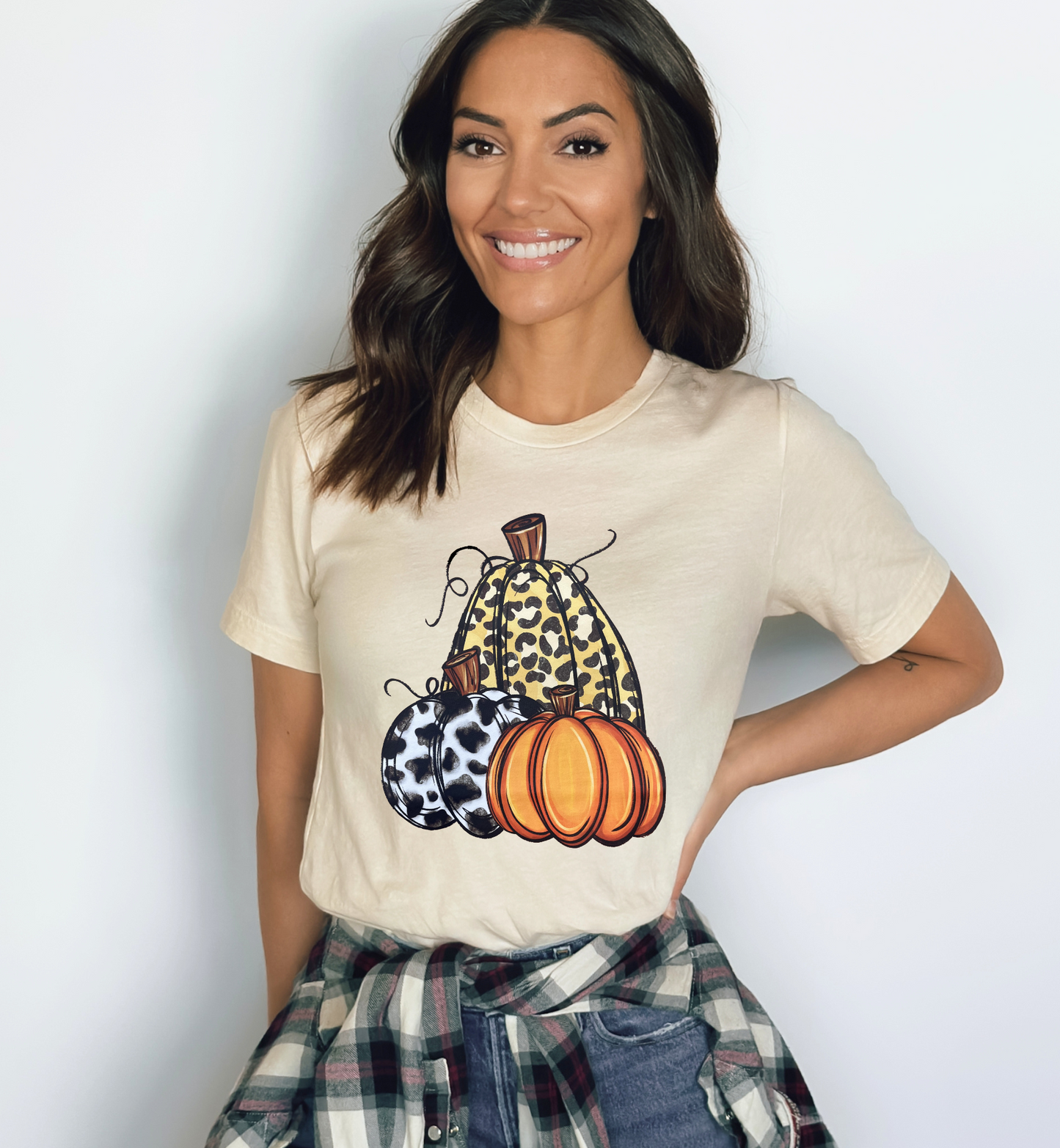 CHEETAH COW PRINT PUMPKIN GRAPHIC TEE