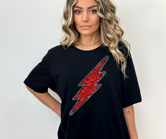 FLASHES FAUX SEQUIN GRAPHIC TEE