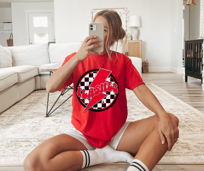 FLASHES ROUND CHECKERED GRAPHIC TEE