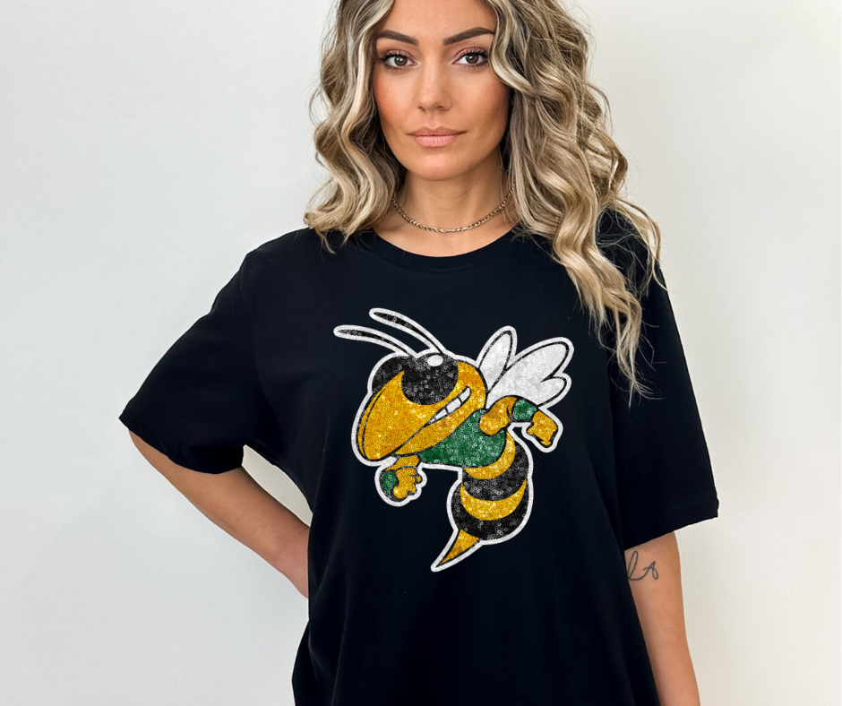 HORNETS FAUX SEQUIN GRAPHIC TEE