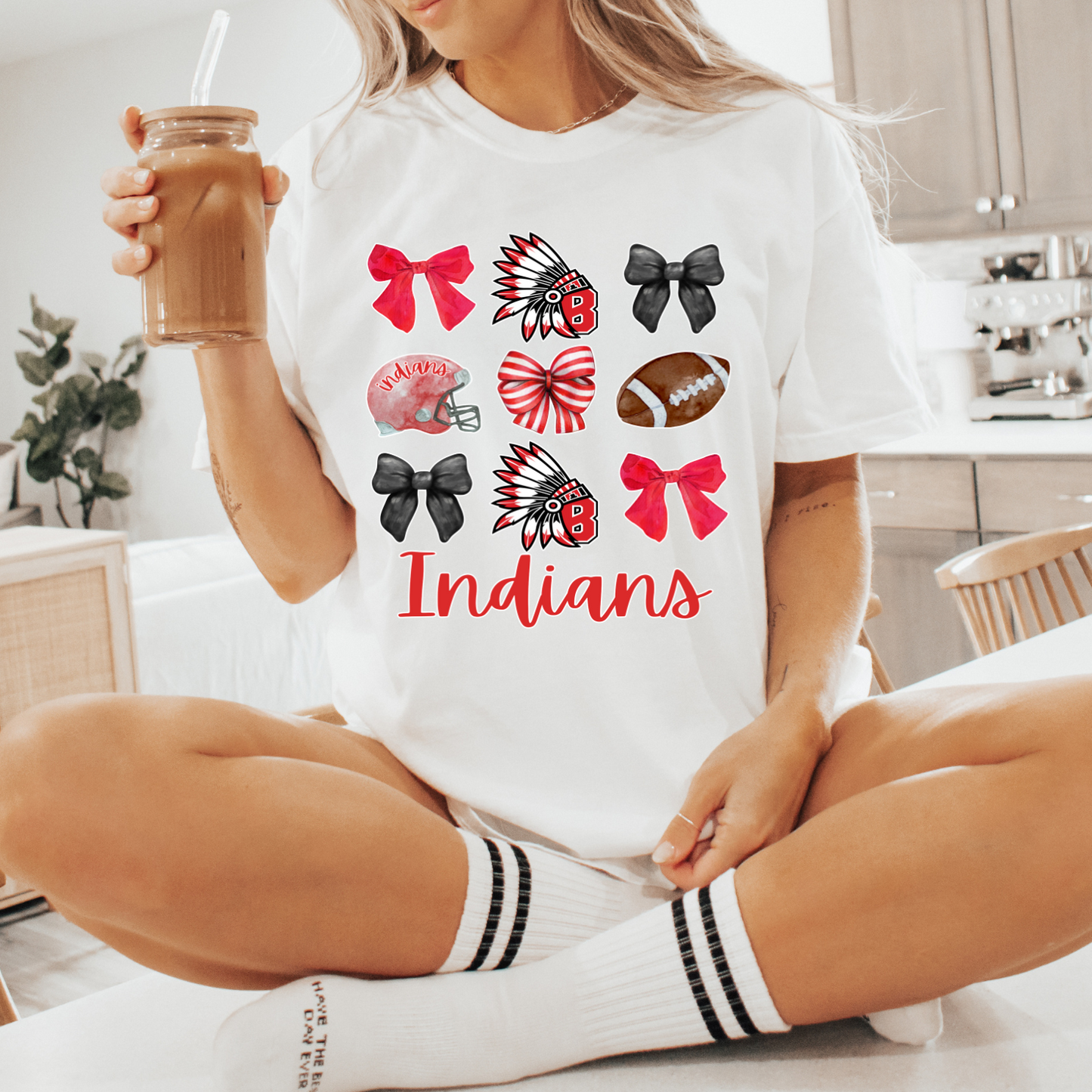 INDIANS FOOTBALL COQUETTE TEE