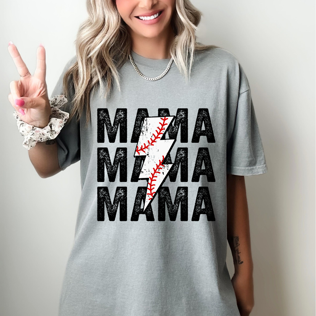 BASEBALL MAMA LIGHTNING BOLT GRAPHIC TEE