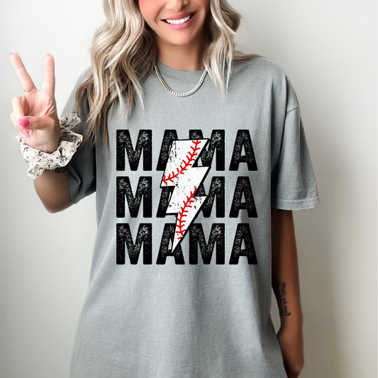 BASEBALL MAMA LIGHTNING BOLT GRAPHIC TEE