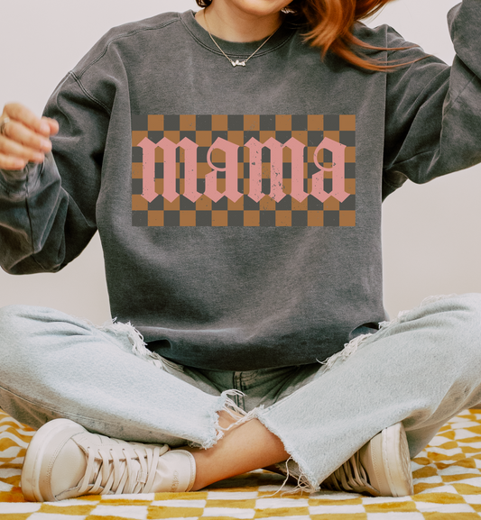 MAMA RETRO CHECKERED SWEATSHIRT