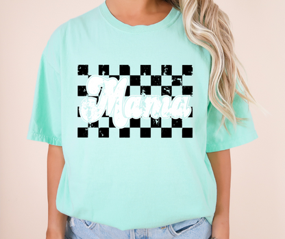 MAMA CHECKERED RETRO GRAPHIC TEE