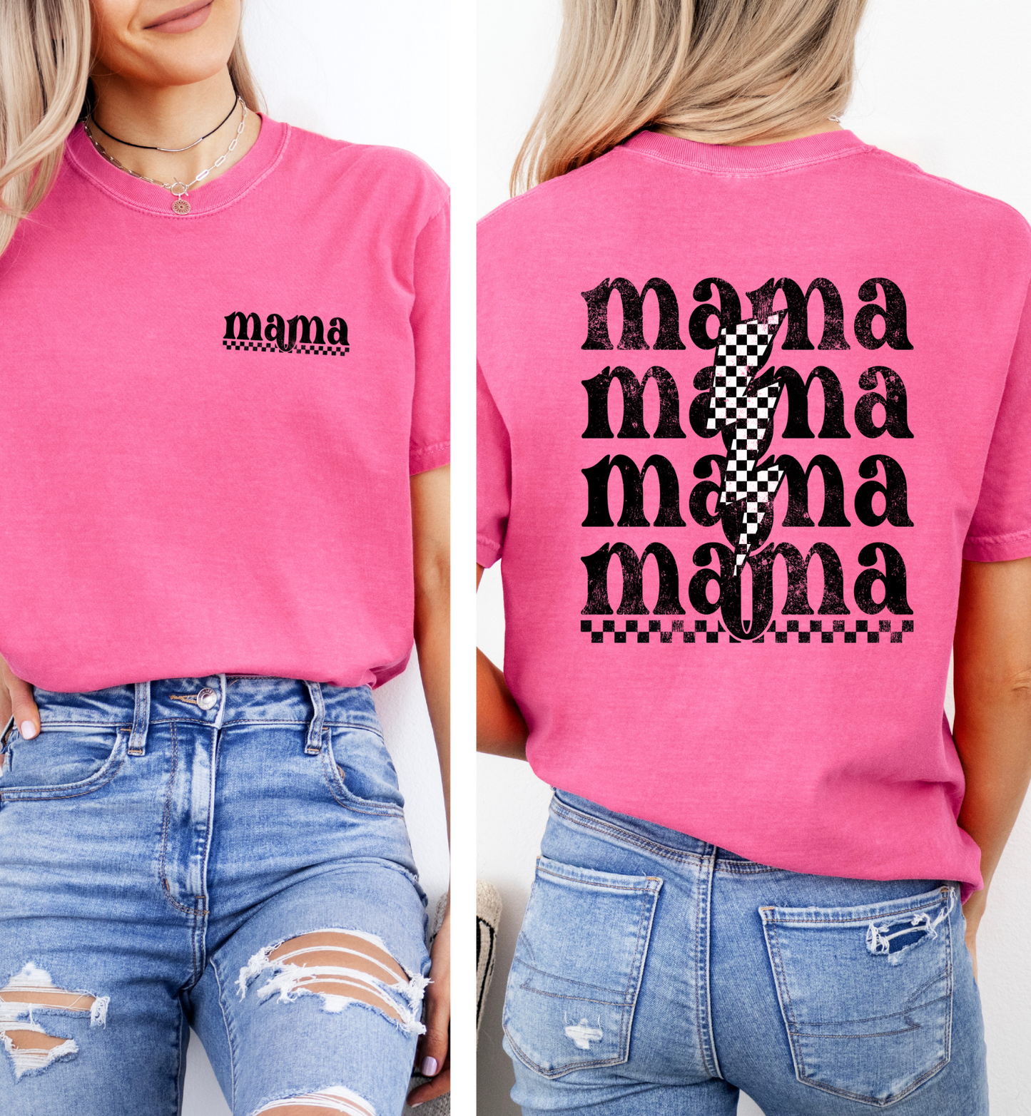 MAMA STACKED LIGHTNING BOLT GRAPHIC TEE