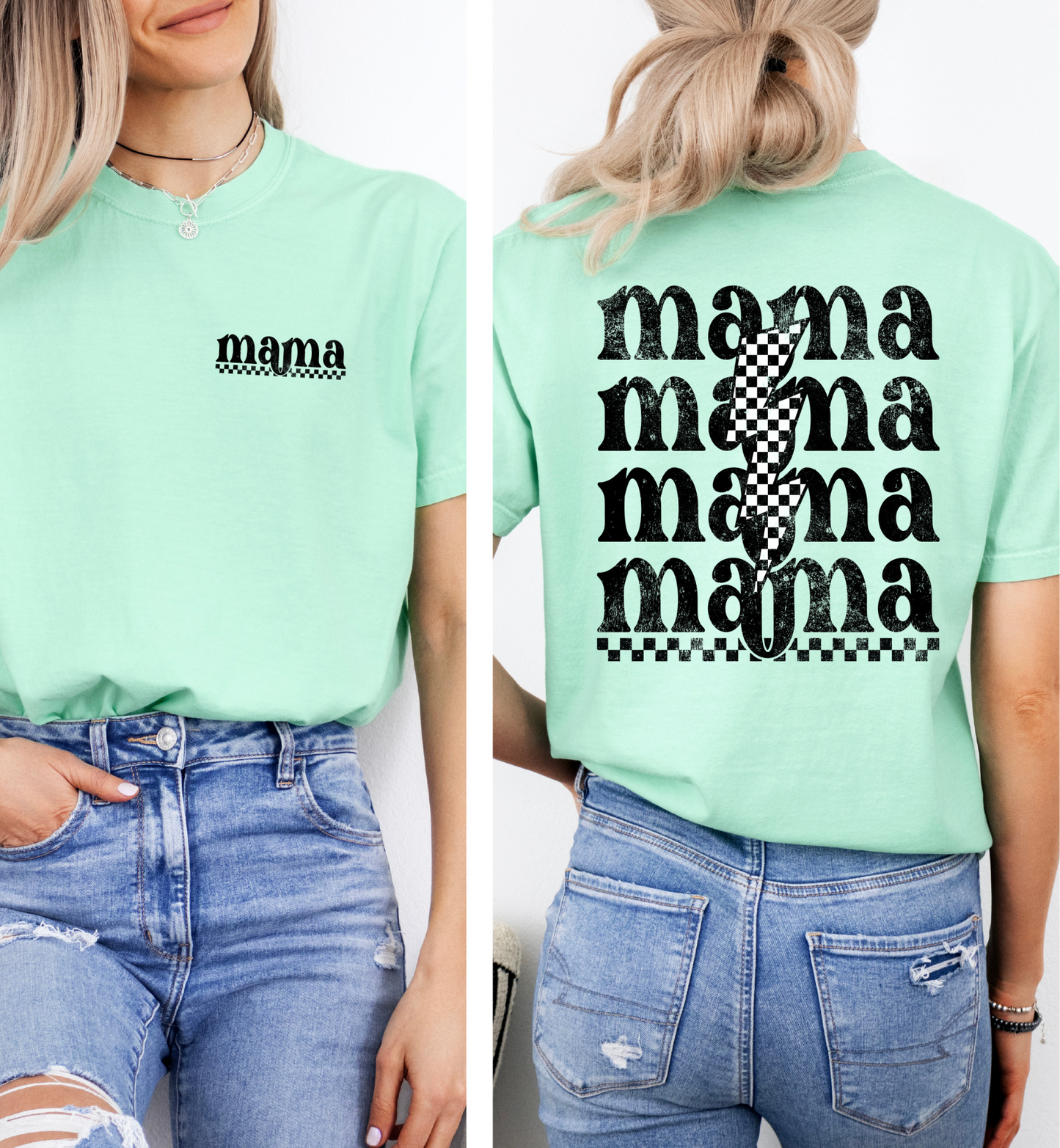 MAMA STACKED LIGHTNING BOLT GRAPHIC TEE