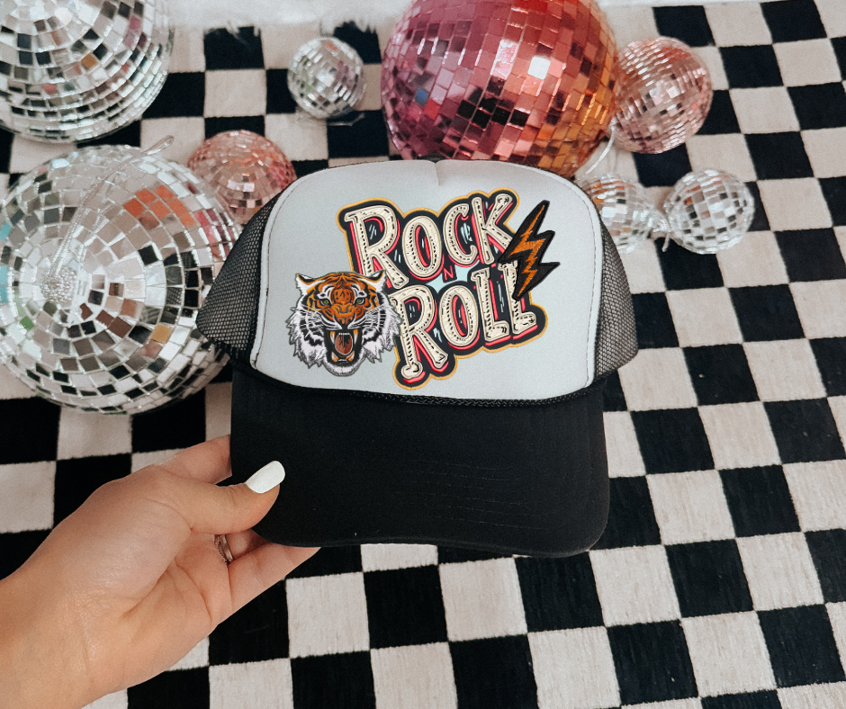 ROCK N ROLL TIGER FAUX PATCH HAT