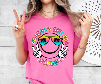 SCHOOLS OUT FOR SUMMER SMILEY GRAPHIC TEE