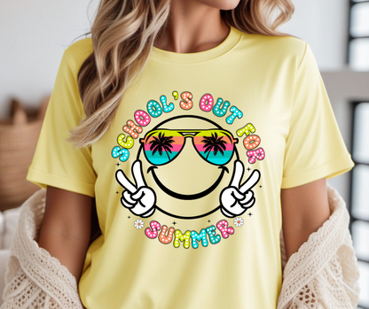 SCHOOLS OUT FOR SUMMER SMILEY GRAPHIC TEE