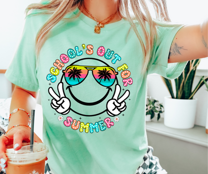 SCHOOLS OUT FOR SUMMER SMILEY GRAPHIC TEE