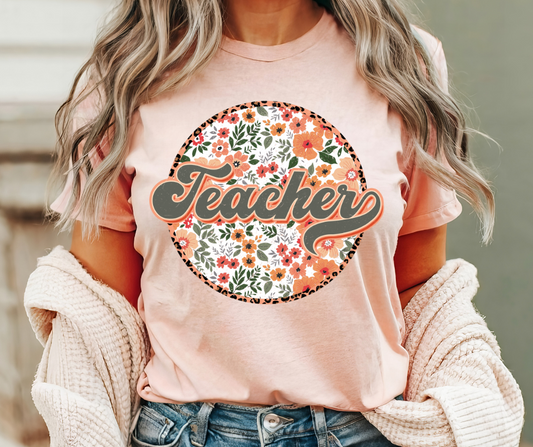 TEACHER FLORAL GRAPHIC TEE