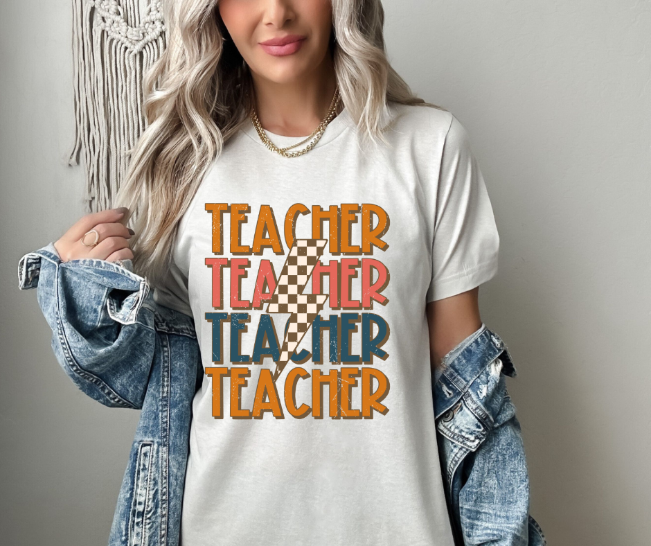 TEACHER RETRO LIGHTNING BOLT GRAPHIC TEE