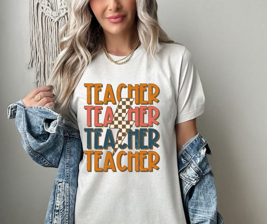 TEACHER RETRO LIGHTNING BOLT GRAPHIC TEE