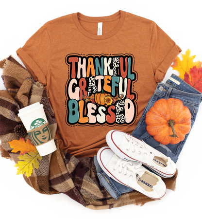 THANKFUL GRATEFUL BLESSED BOHO GRAPHIC TEE