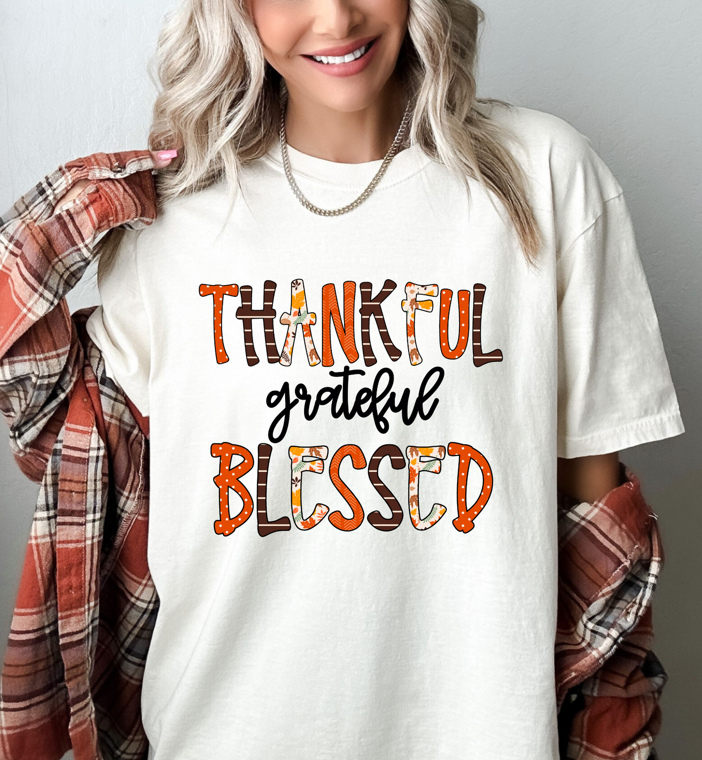 THANKFUL GRATEFUL BLESSED GRAPHIC TEE