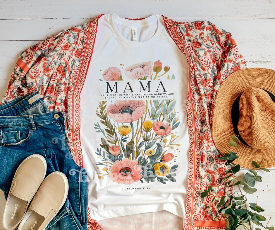 MAMA CUSTOM FLORAL GRAPHIC TEE