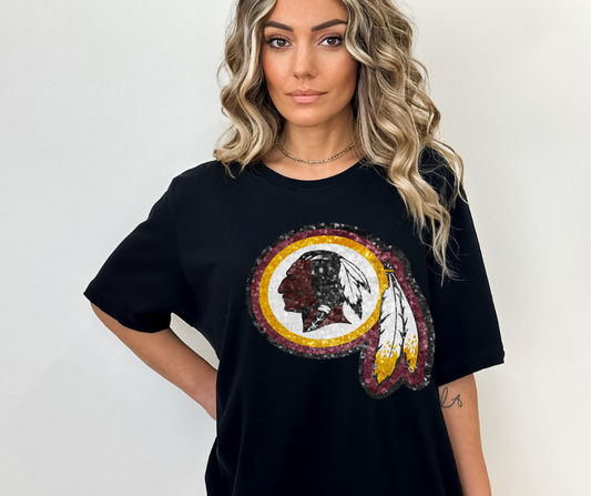 WARRIORS FAUX SEQUIN GRAPHIC TEE