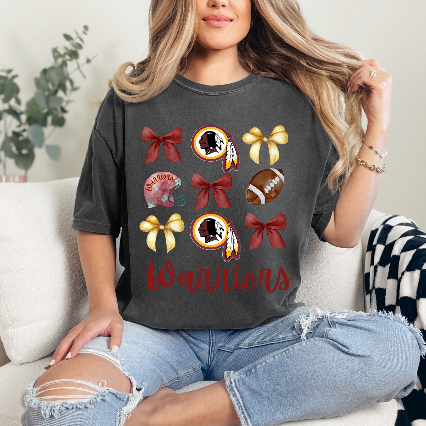 WARRIORS FOOTBALL COQUETTE TEE